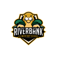 Riverbank Elementary School logo with shield and river otter